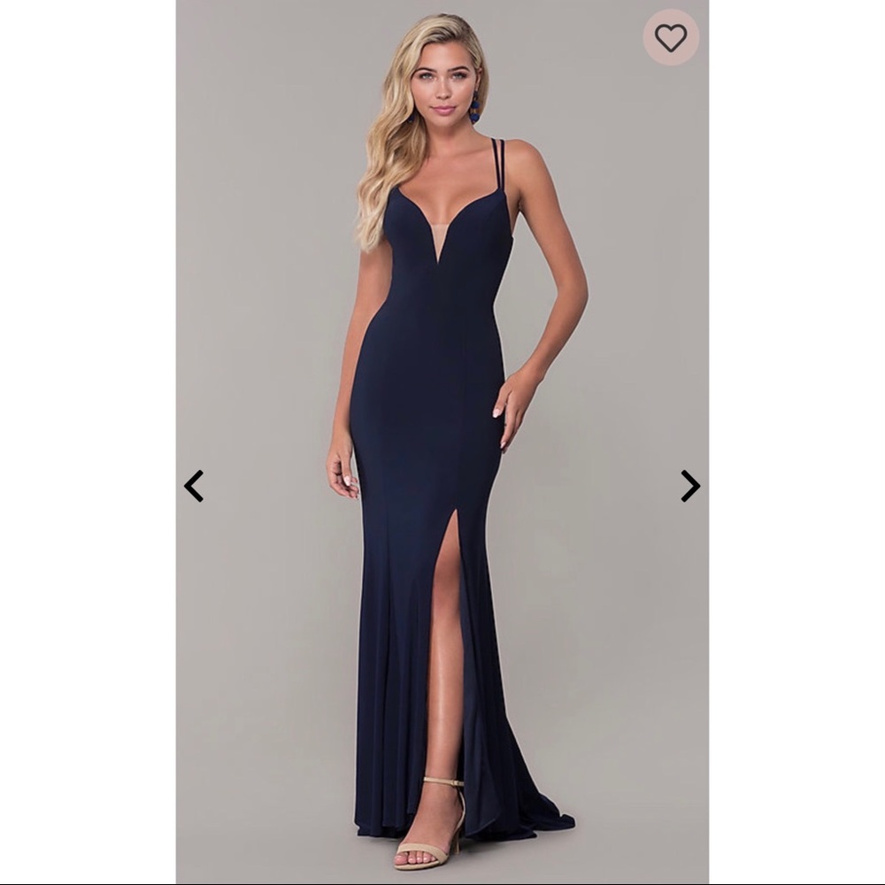Dave & Johnny Navy Cage Back Gown / Prom Dress